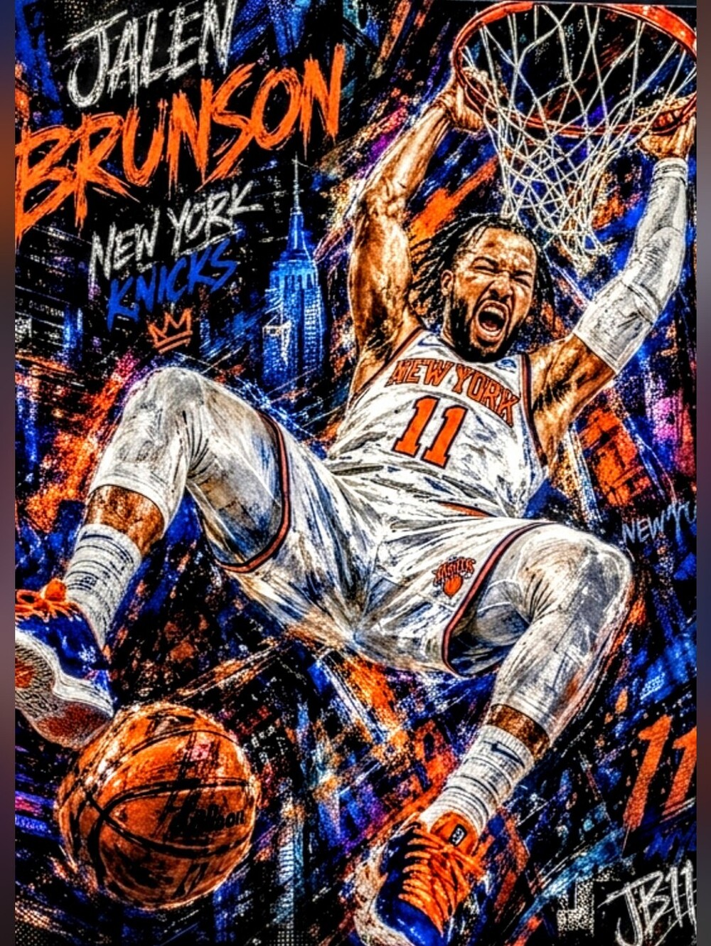 JALEN BRUNSON KNICKS 8.5x11 ULTRA GLOSSY FULL PAGE NO BORDERS CREATED ART POSTER